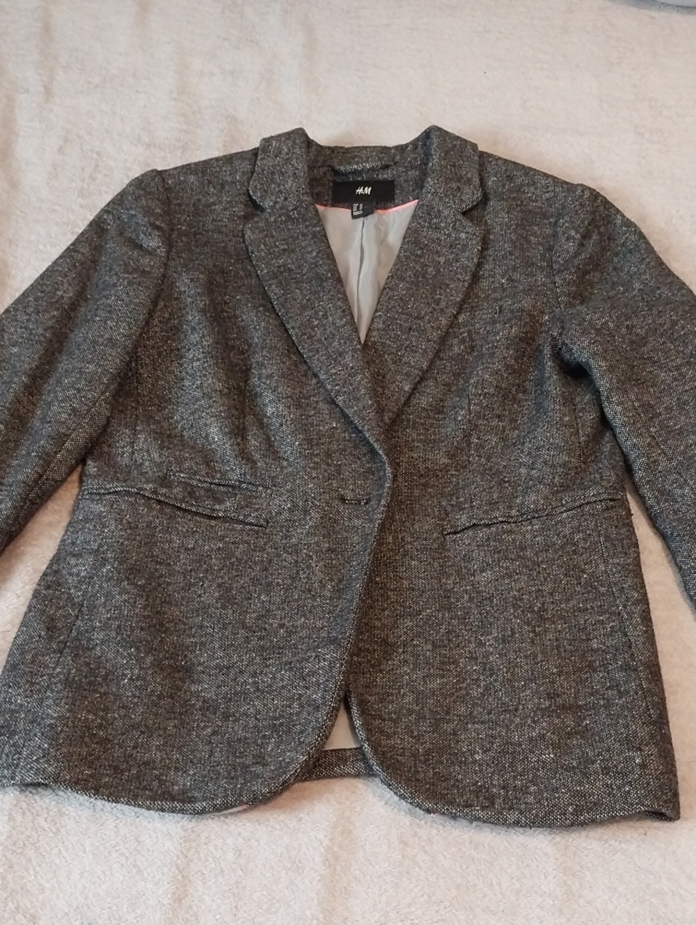 H&M Gray Tweed Single-Button Blazer